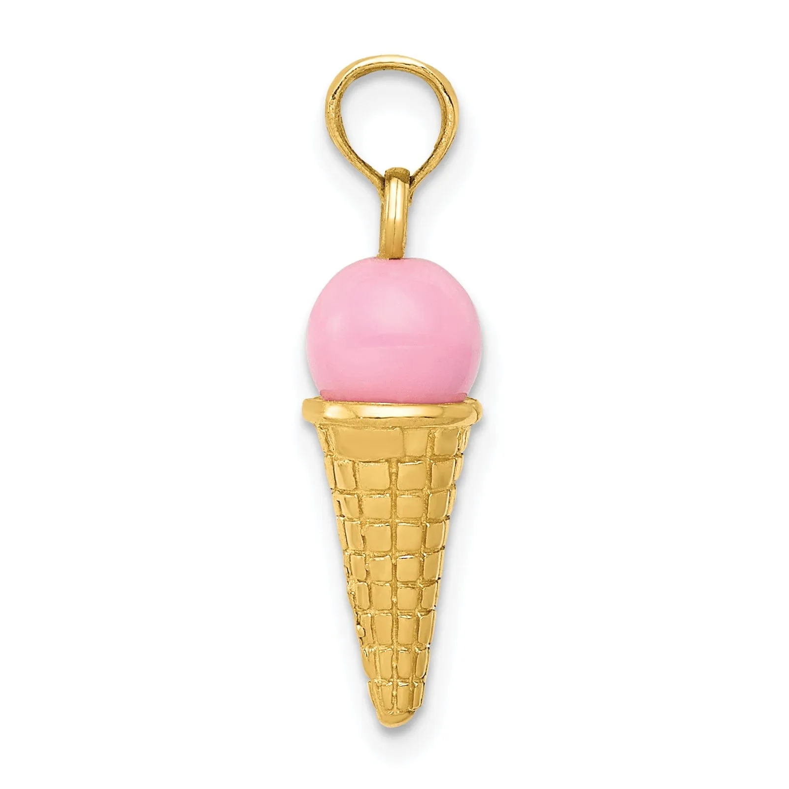 14k Yellow Gold Ice Cream Cone Charm Pendant