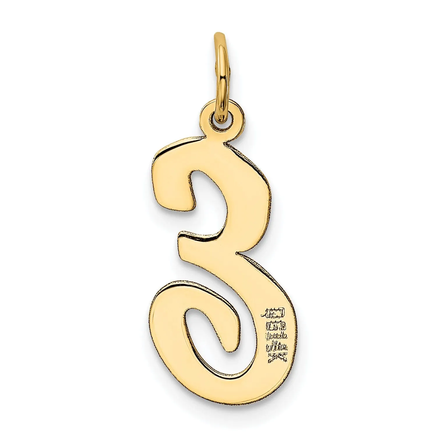 14K Yellow Gold Large Size Fancy Script Design Letter E Initial Pendant