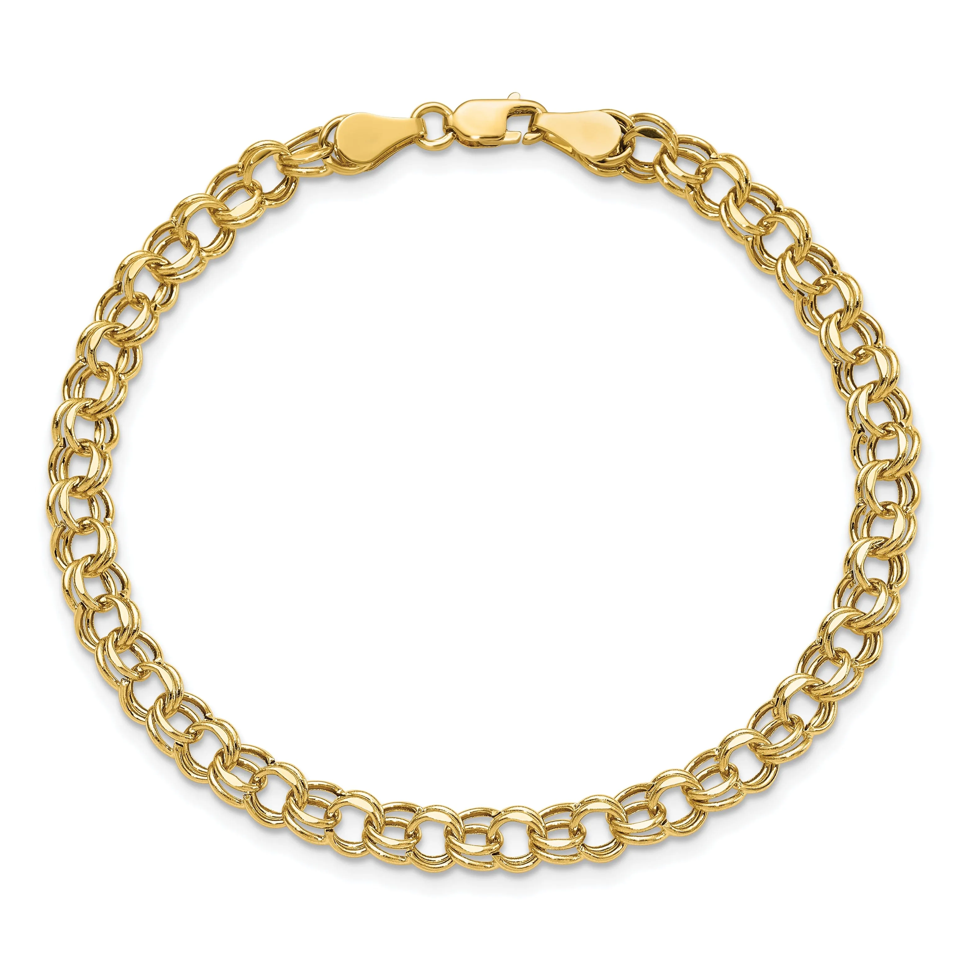 14k Yellow Gold Lite Double Link Charm Bracelet