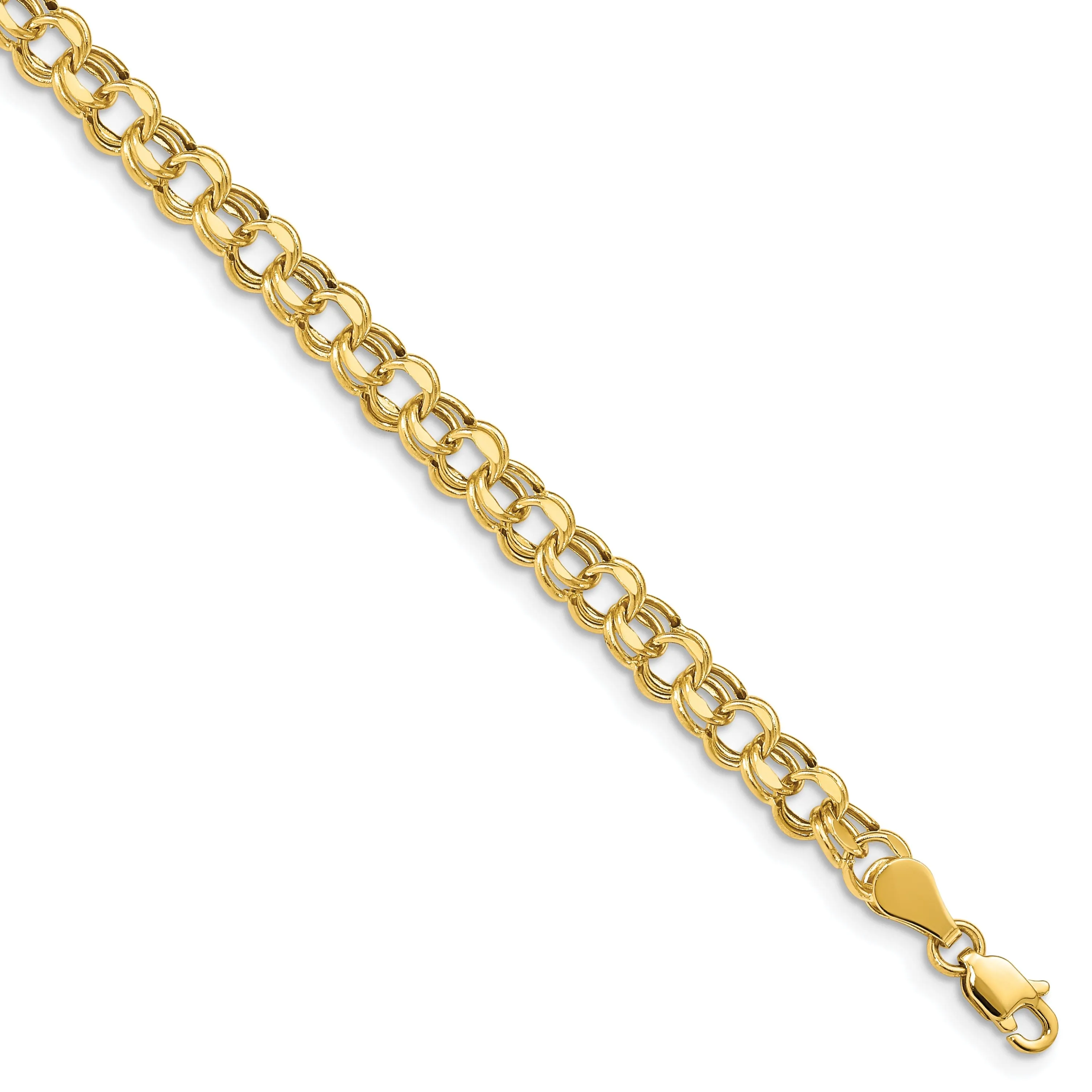 14k Yellow Gold Lite Double Link Charm Bracelet