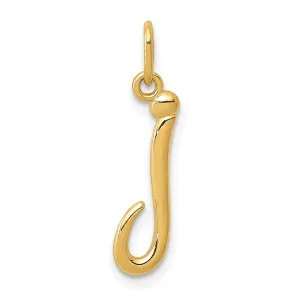 14K Yellow Gold Lower Case Script Letter J Initial Pendant