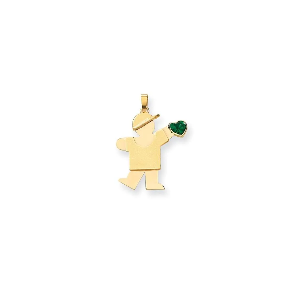 14k Yellow Gold May Birthstone Kiss Boy Charm