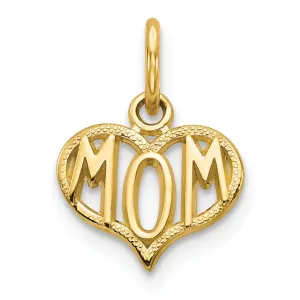 14k Yellow Gold Mom Charm Pendant