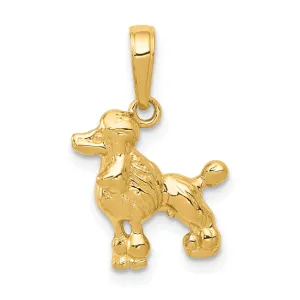 14k Yellow Gold Open Back Solid Textured Polished Finish Poodle Dog Charm Pendant