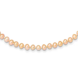 14k Yellow Gold Pink Freshwater Pearl Necklace