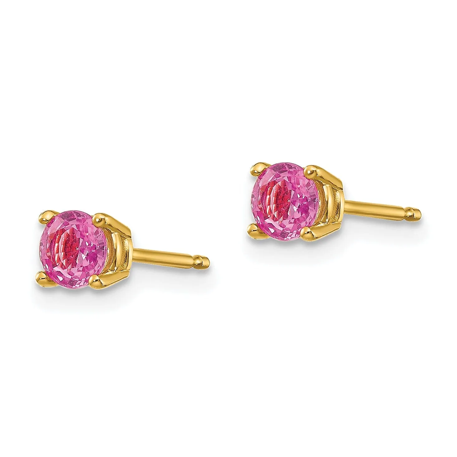 14k Yellow Gold Pink Sapphire Earrings