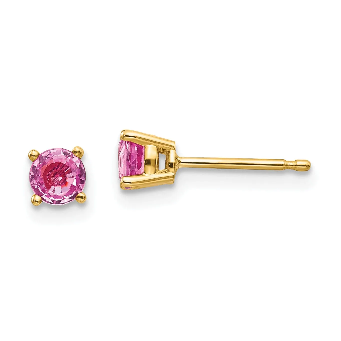 14k Yellow Gold Pink Sapphire Earrings