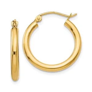 14k Yellow Gold Polished 2.5MM Round Hoop Earring