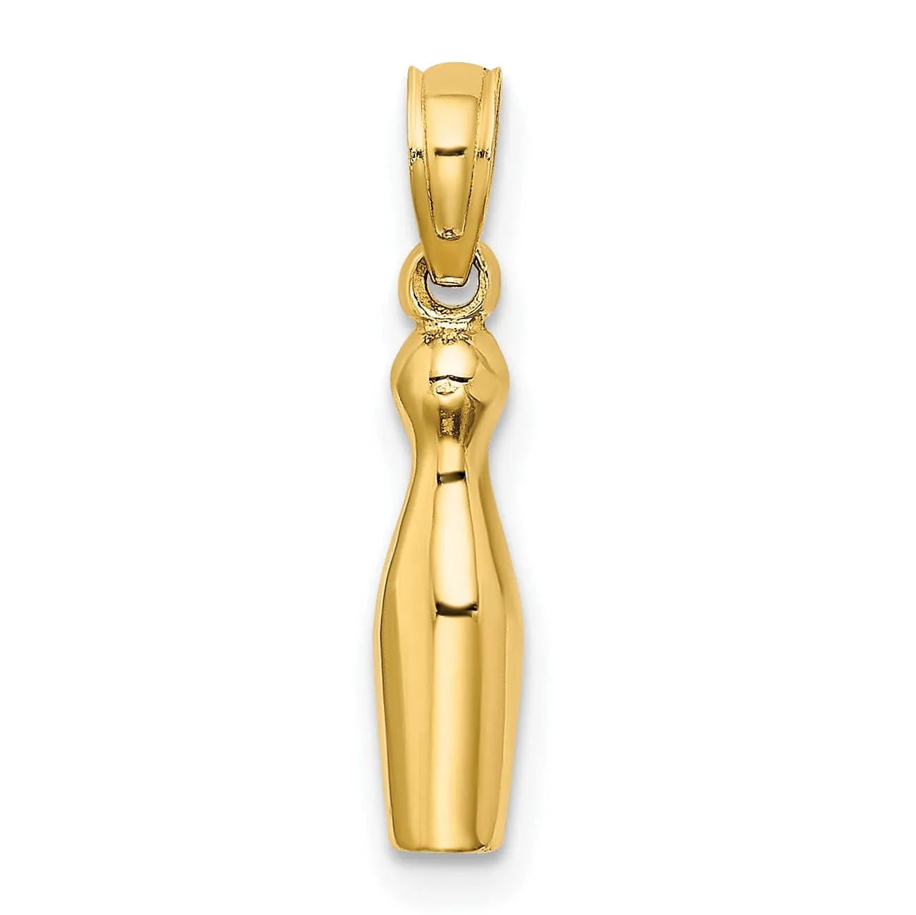 14K Yellow Gold Polished 3-D Bowling Pin Charm Pendant