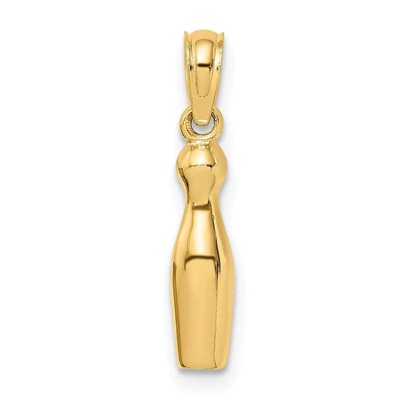 14K Yellow Gold Polished 3-D Bowling Pin Charm Pendant