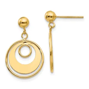 14k Yellow Gold Polished Circle Post Earrings