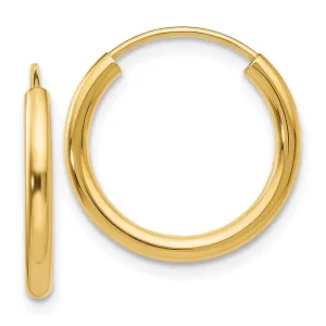 14k Yellow Gold Polished Endless Hoops 2mm x 17.5mm