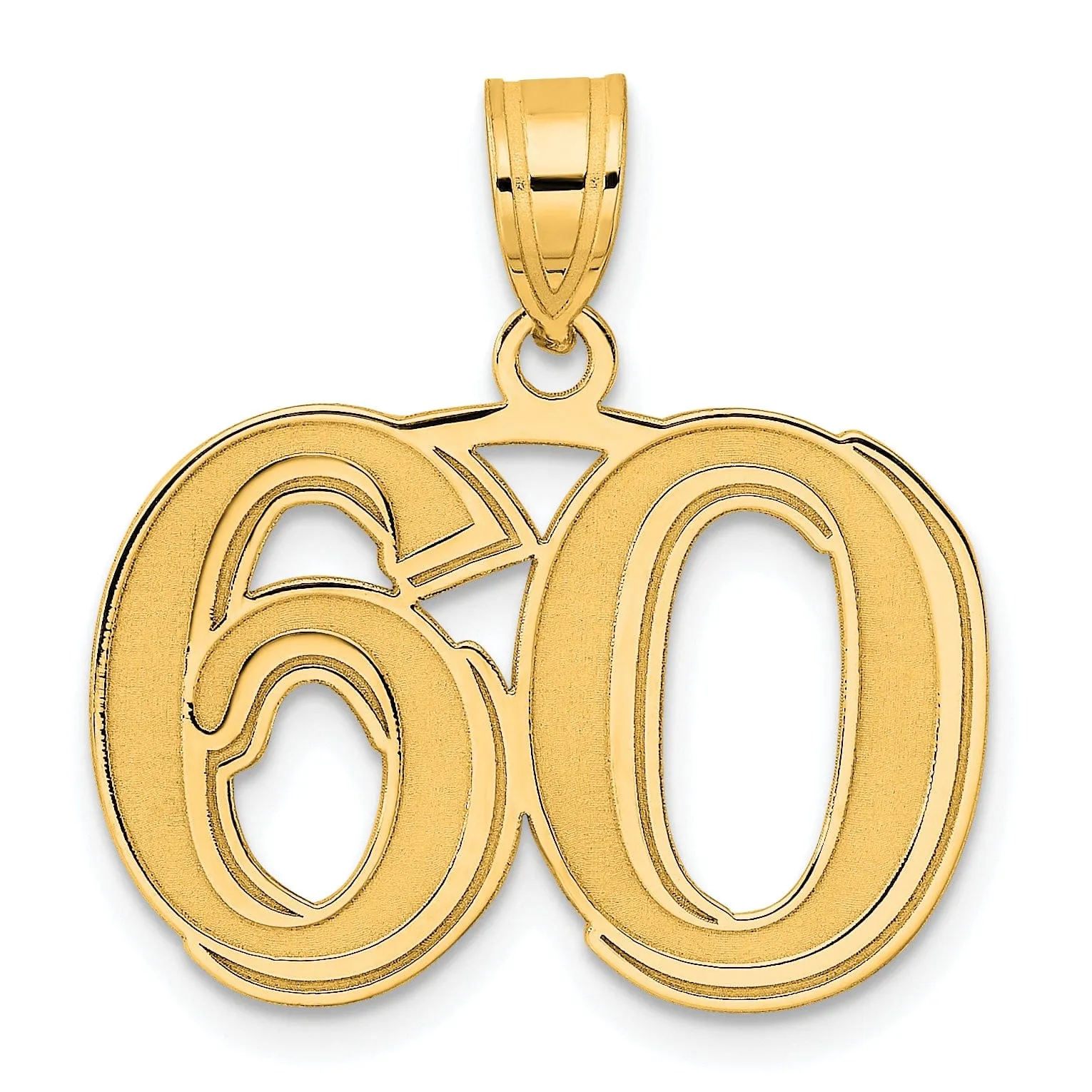 14k Yellow Gold Polished Etched Finish Number 60 Charm Pendant