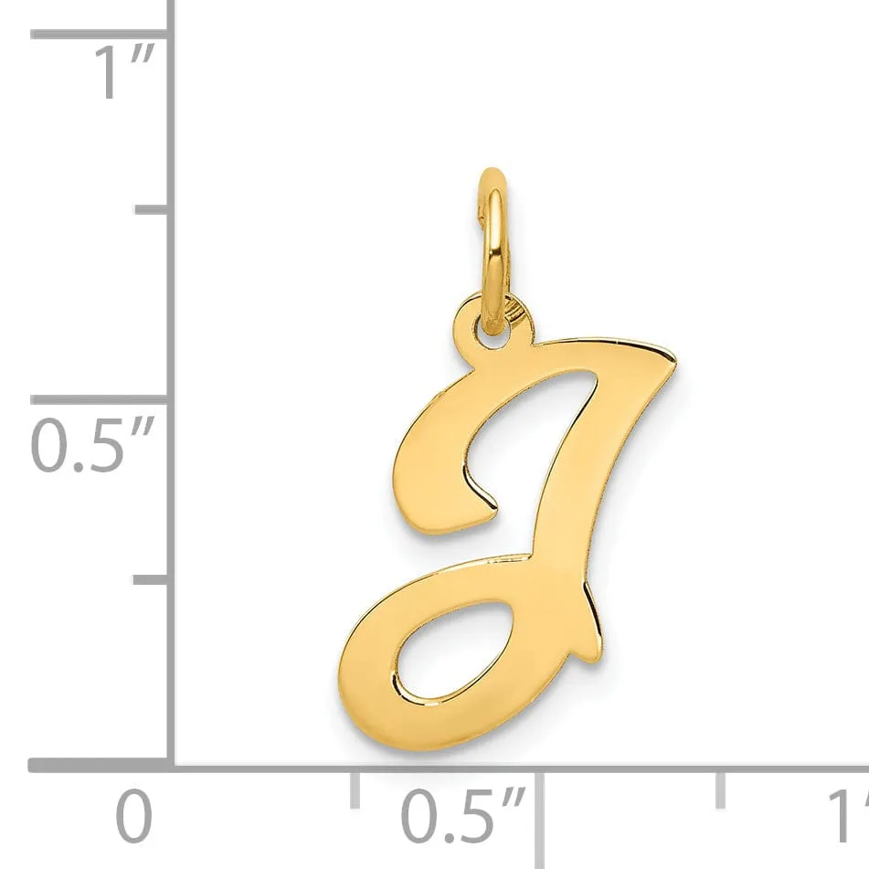 14k Yellow Gold Polished Fancy Initial J Charm