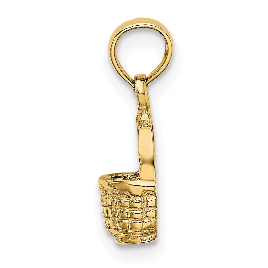 14K Yellow Gold Polished Finish 2-Dimensional Flat Back Mini Basket Charm Pendant