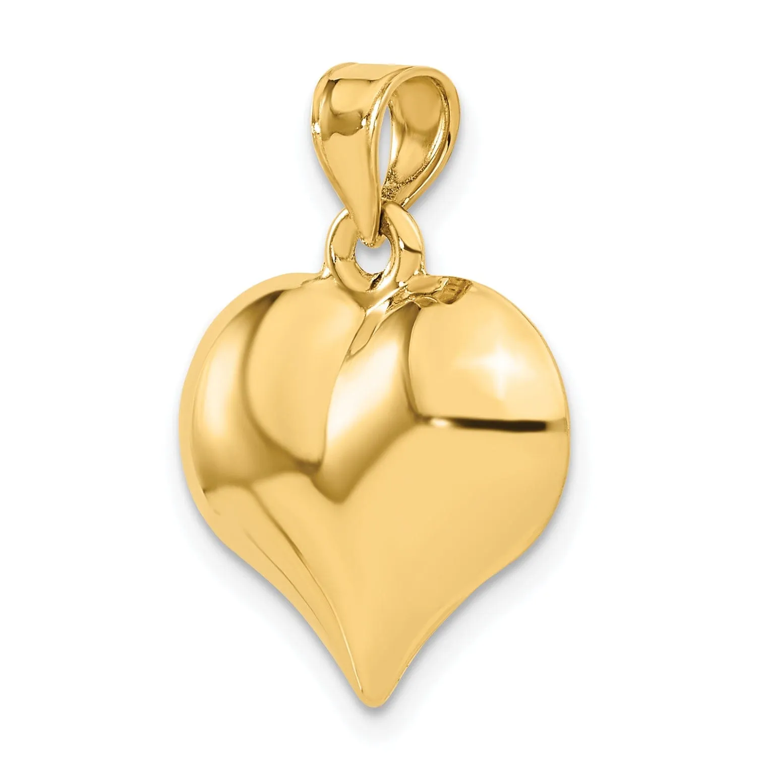 14K Yellow Gold Polished Finish 3 D Puffed Heart Design  Pendant