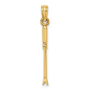 14K Yellow Gold Polished Finish 3-Dimensional Weeding Garden Tool Charm Pendant