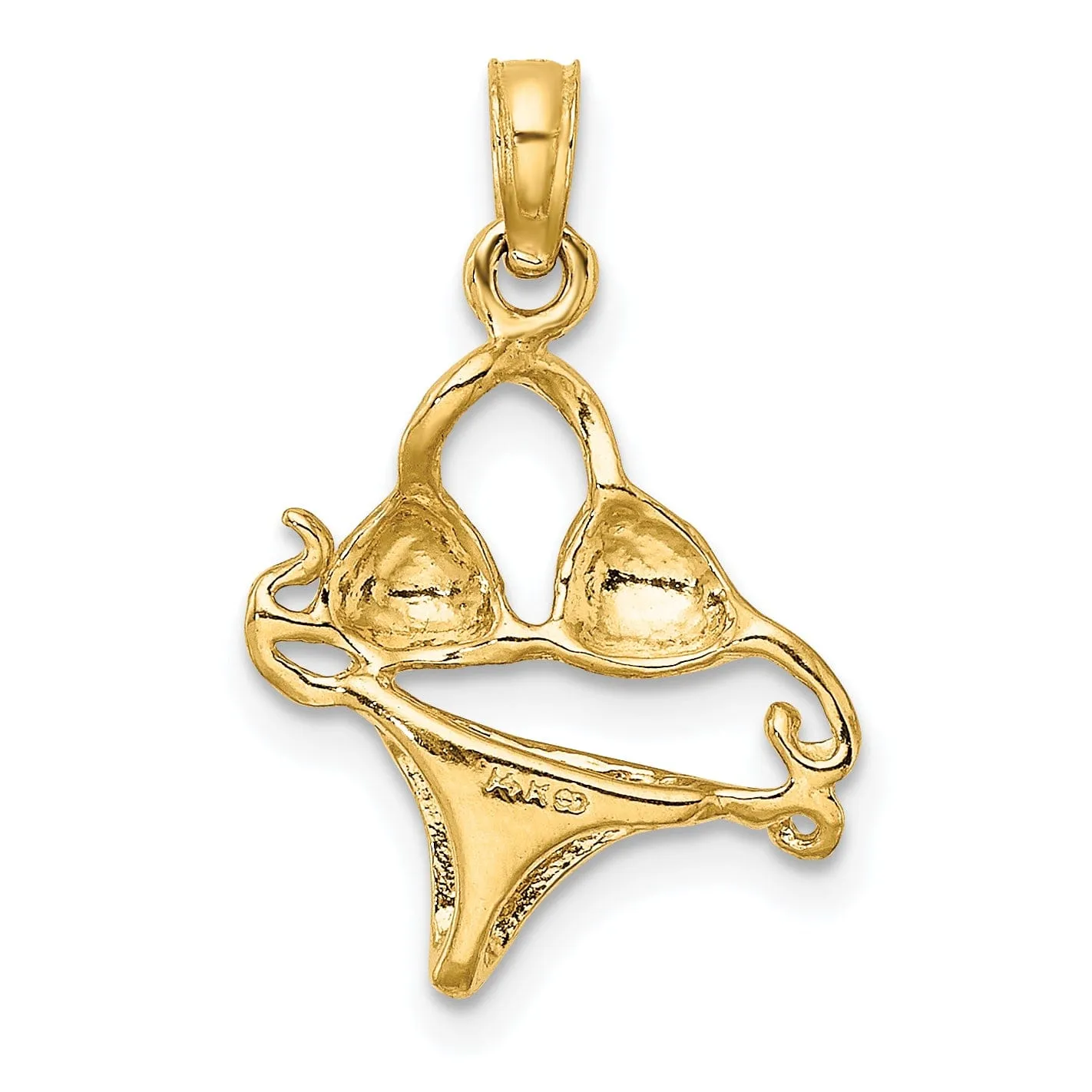 14K Yellow Gold Polished Finish Bikini Design Bathing Suit Charm Pendant