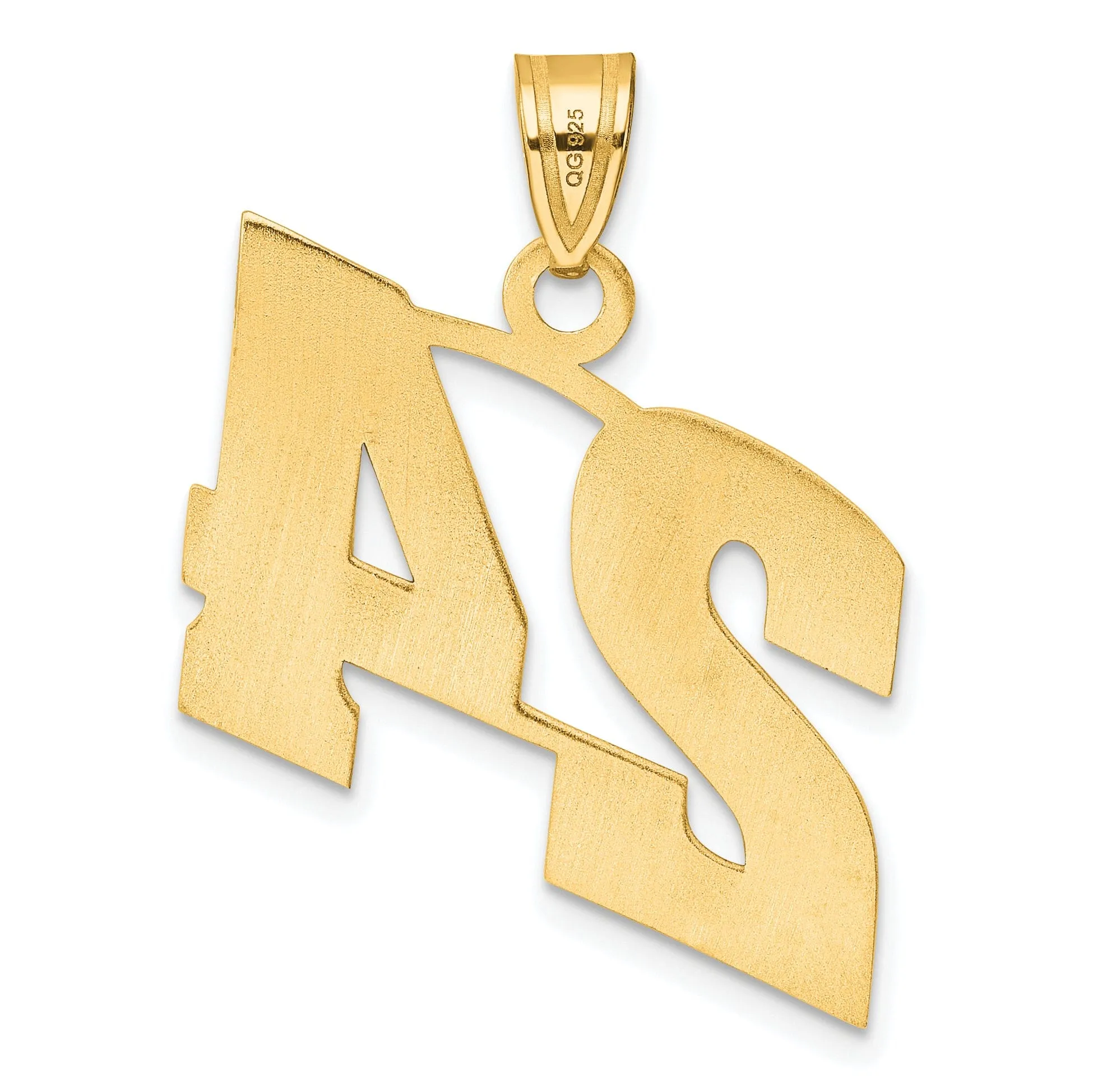 14k Yellow Gold Polished Finish Block Script Design Number 24 Charm Pendant