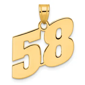 14k Yellow Gold Polished Finish Block Script Design Number 58 Charm Pendant