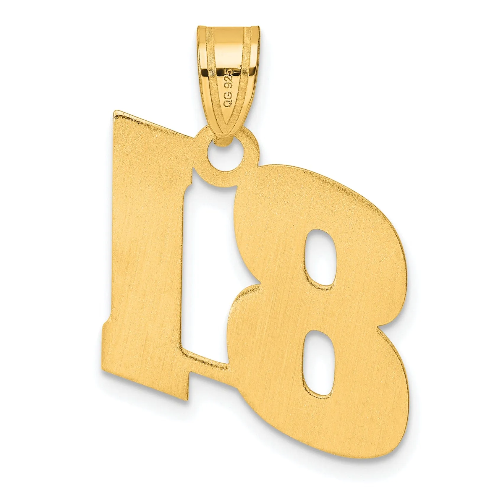 14k Yellow Gold Polished Finish Block Script Design Number 81 Charm Pendant