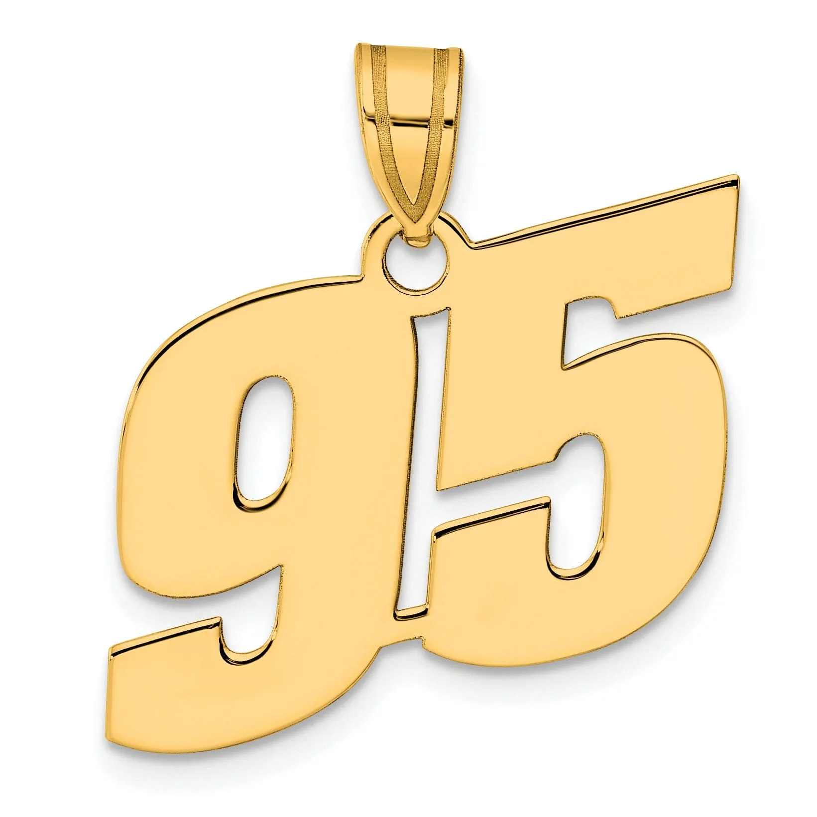 14k Yellow Gold Polished Finish Block Script Design Number 95 Charm Pendant