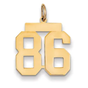 14K Yellow Gold Polished Finish Medium Size Number 86 Charm Pendant