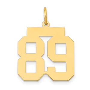 14K Yellow Gold Polished Finish Medium Size Number 89 Charm Pendant