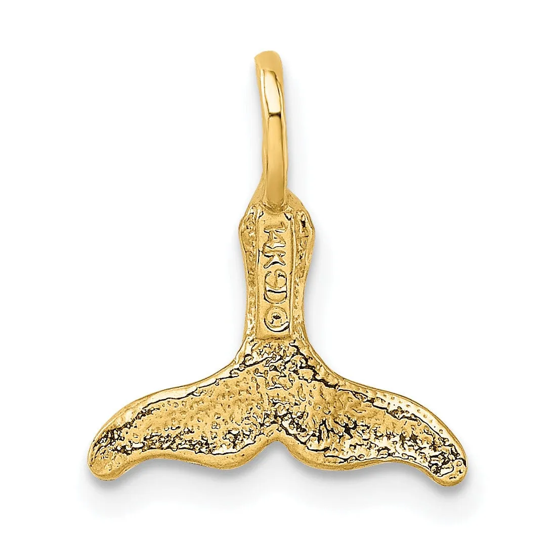 14K Yellow Gold Polished Finish Mini Size Whale Tail Charm Pendant