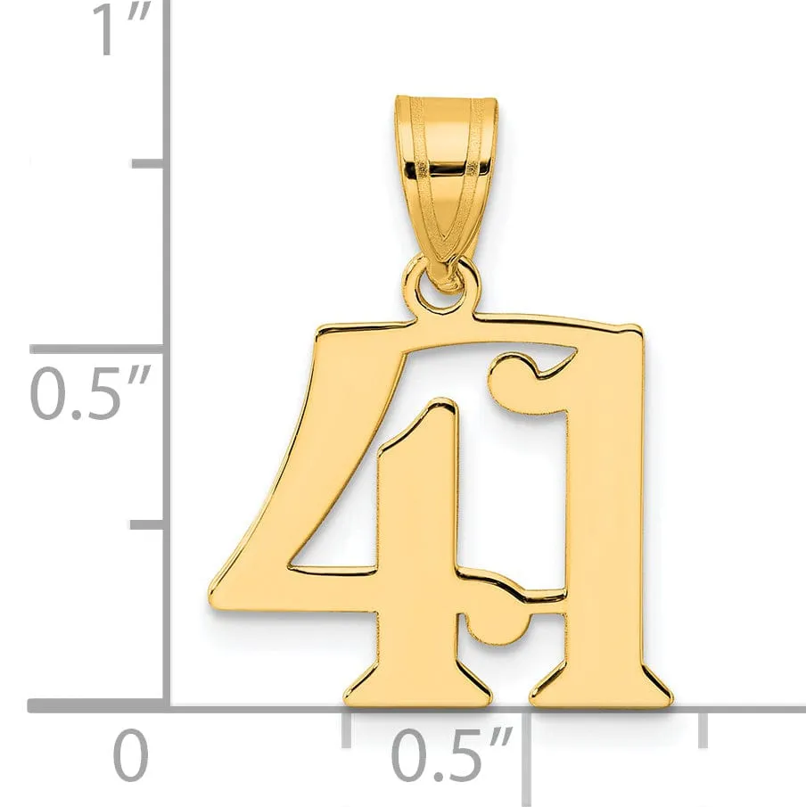 14k Yellow Gold Polished Finish Number 41 Charm Pendant