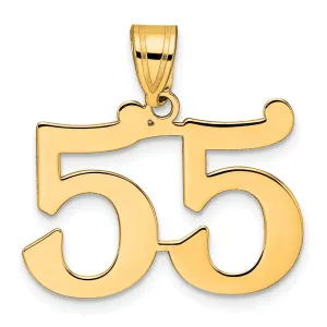 14k Yellow Gold Polished Finish Number 55 Charm Pendant