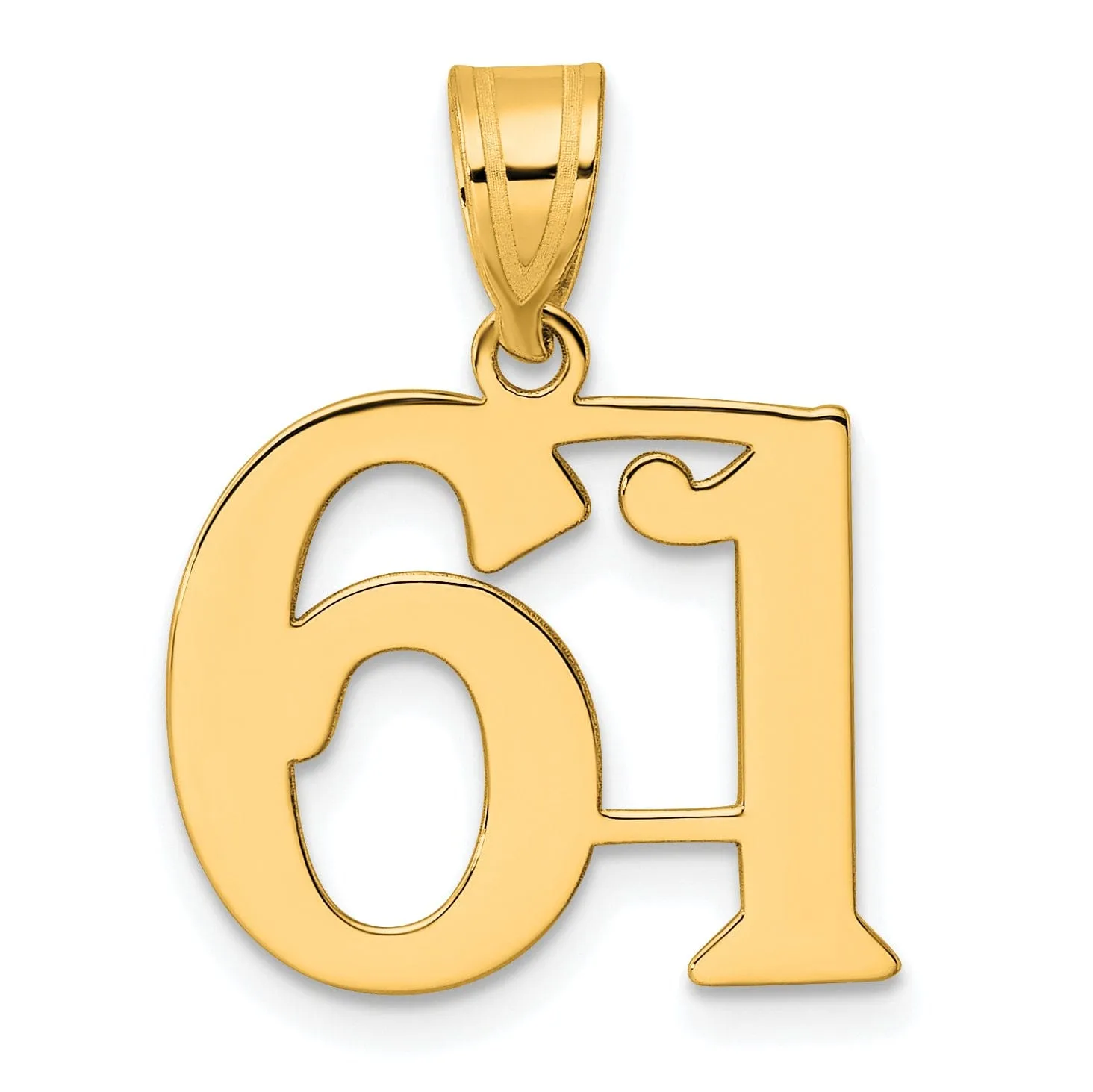 14k Yellow Gold Polished Finish Number 61 Charm Pendant