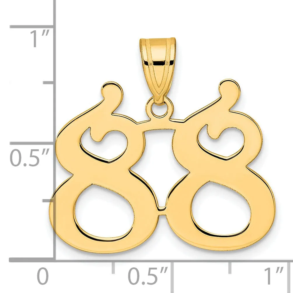 14k Yellow Gold Polished Finish Number 88 Charm Pendant