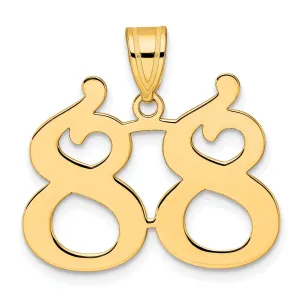 14k Yellow Gold Polished Finish Number 88 Charm Pendant