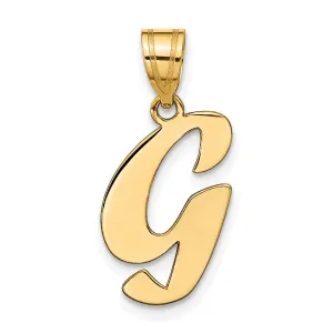 14k Yellow Gold Polished Finish Script Design Letter G Initial Pendant