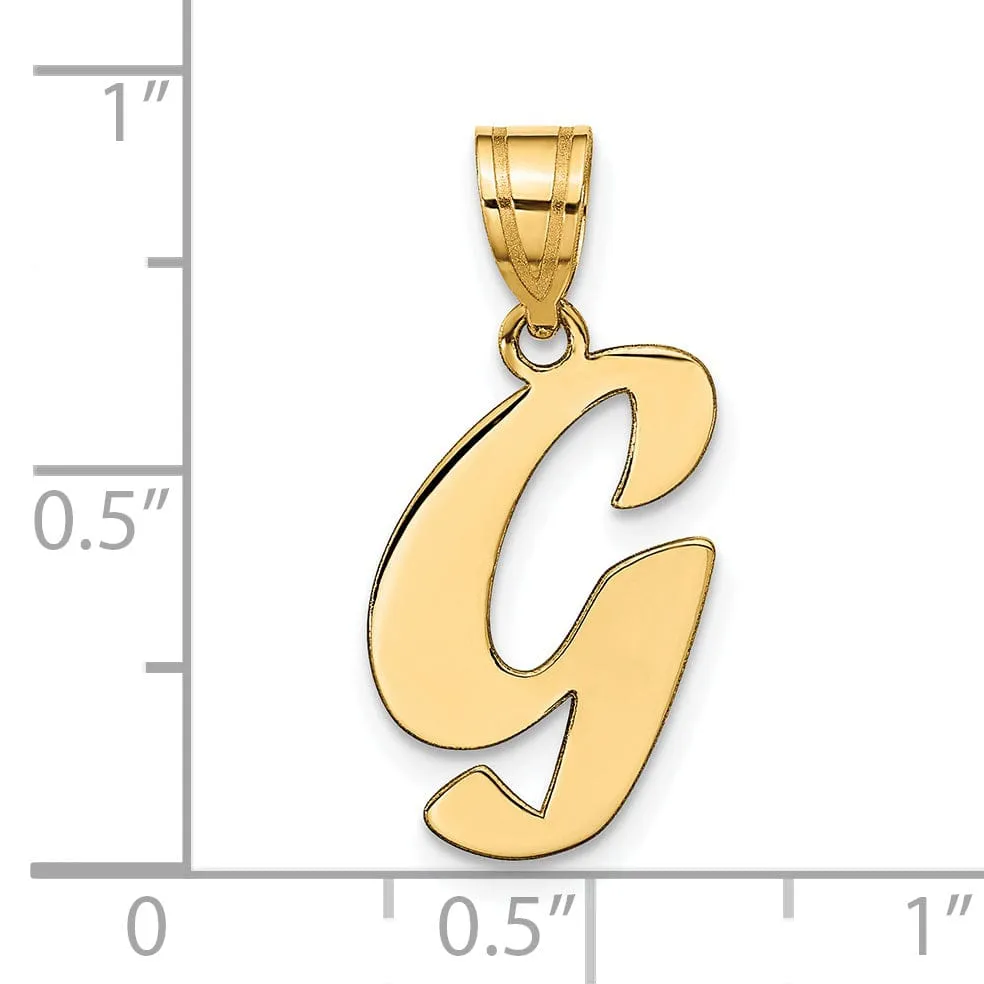 14k Yellow Gold Polished Finish Script Design Letter G Initial Pendant