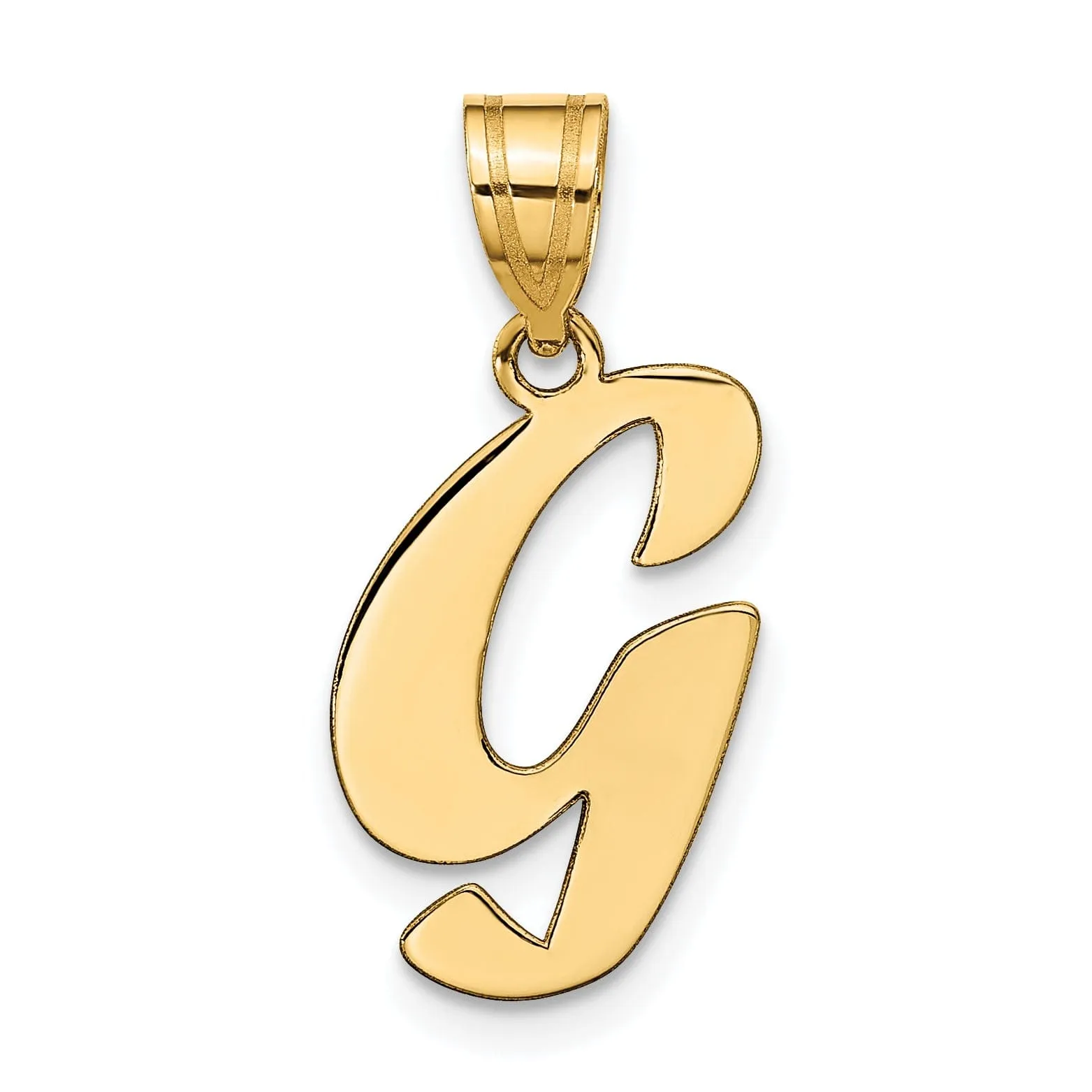 14k Yellow Gold Polished Finish Script Design Letter G Initial Pendant