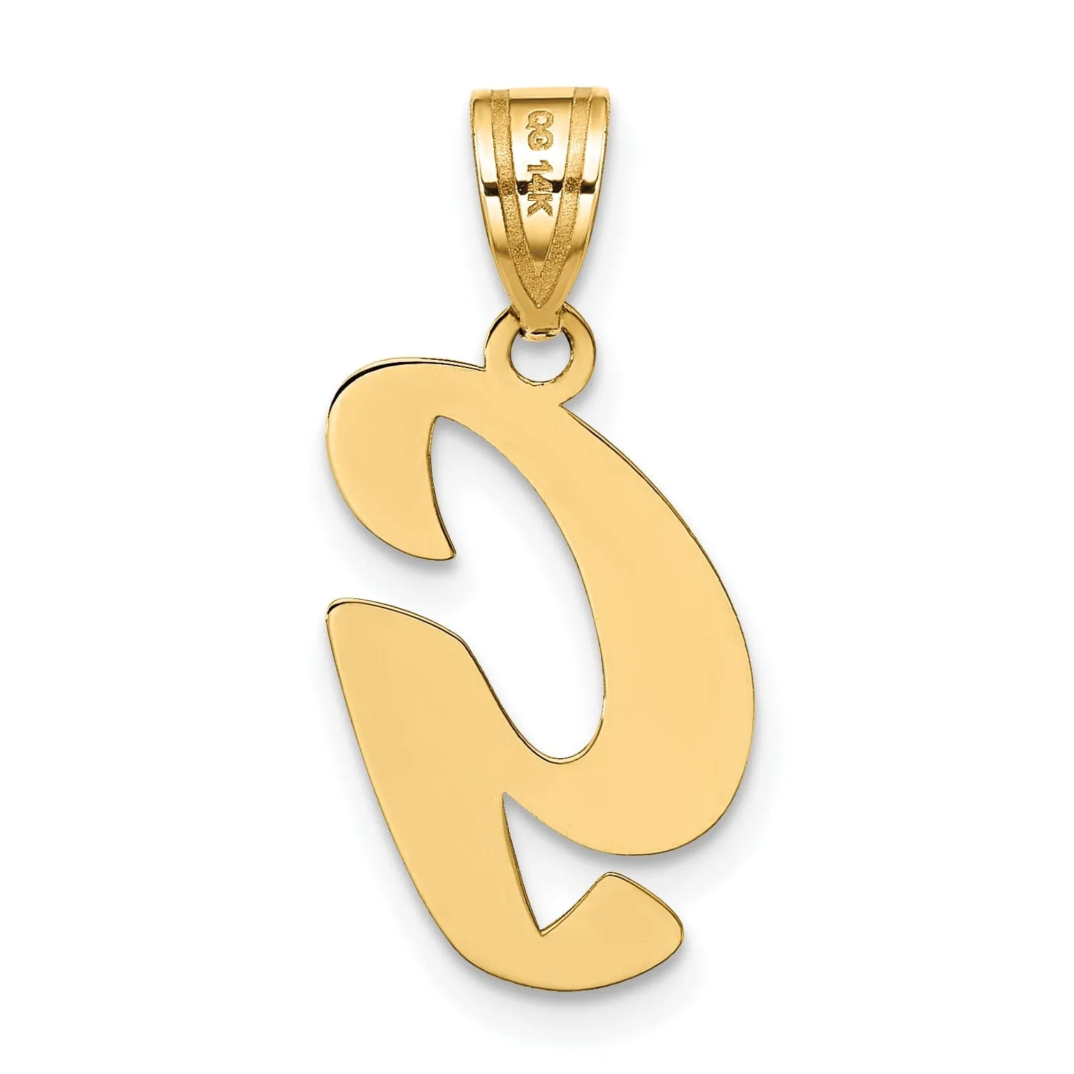 14k Yellow Gold Polished Finish Script Design Letter G Initial Pendant