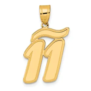 14k Yellow Gold Polished Finish Script Design Number 11 Charm Pendant