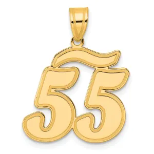 14k Yellow Gold Polished Finish Script Design Number 55 Charm Pendant