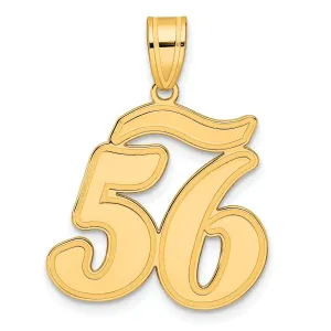 14k Yellow Gold Polished Finish Script Design Number 56 Charm Pendant