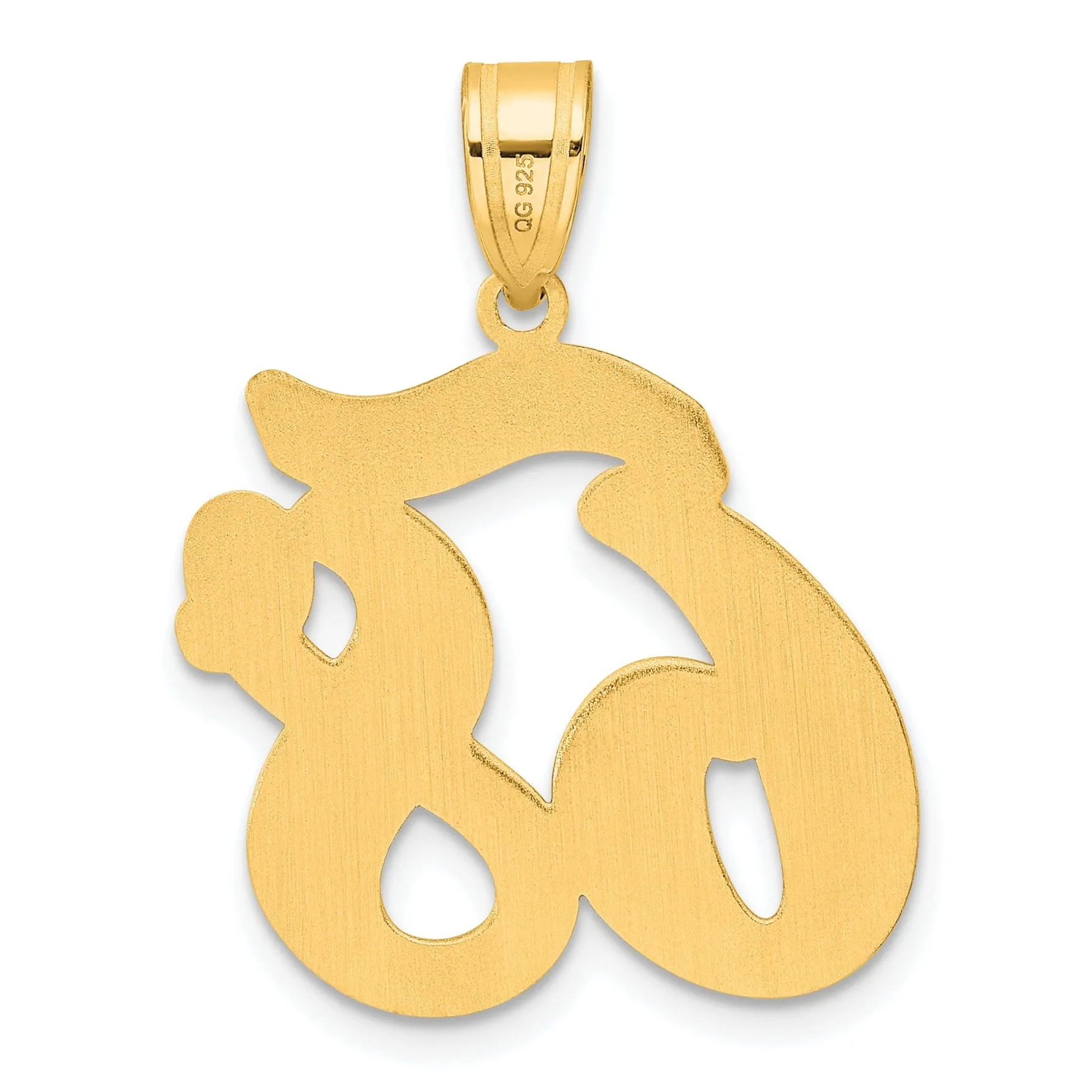 14k Yellow Gold Polished Finish Script Design Number 68 Charm Pendant