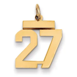 14k Yellow Gold Polished Finish Small Size Number 27 Charm Pendant