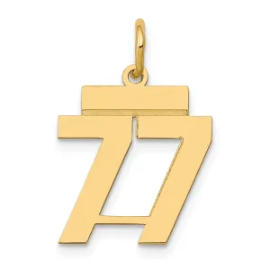 14k Yellow Gold Polished Finish Small Size Number 77 Charm Pendant