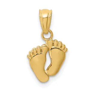 14k Yellow Gold Polished Finish Solid Concave Small Feet Pendant