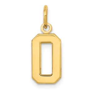 14k Yellow Gold Polished Finished Small Size Number 0 Charm Pendant