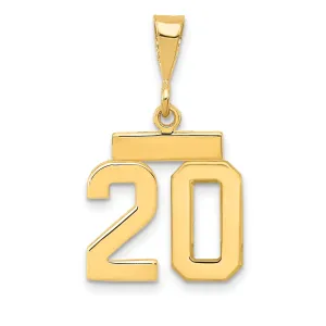 14k yellow gold polished small number 20 charm