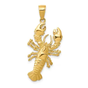 14k Yellow Gold Polished Solid Finish Maine Lobster Charm Pendant