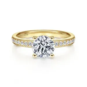 14K Yellow Gold Round Diamond Engagement Ring-MEGAN