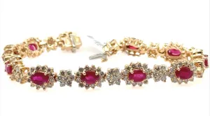 14K Yellow Gold Ruby & Diamond Tennis Bracelet